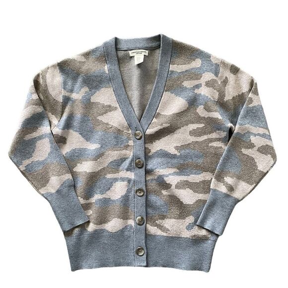 CHRISTIAN SIRIANO Cardigan Gray/Blue and Tan Camo Size XS - Picture 1 of 5